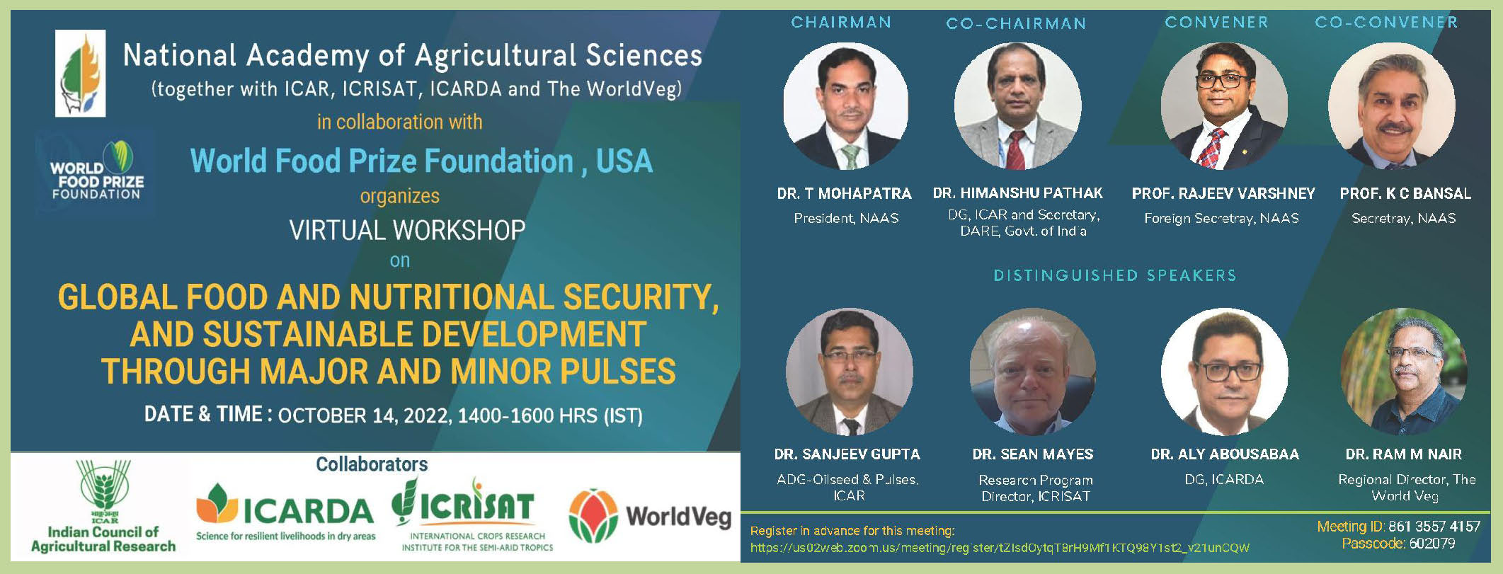 Virtual Workshop on Global Food and Nutritional Security, and Sustainable Development through Major and Minor Pulses