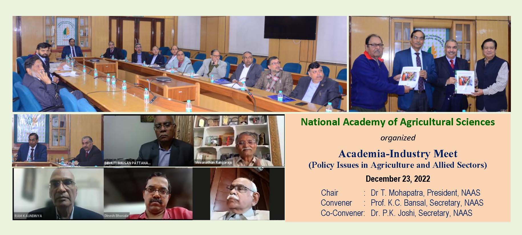 NAAS organized an Academia-Industry meet to discuss various topical issues with regard to policy development in agriculture and allied sectors